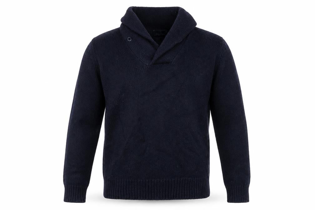 Polo Ralph Lauren Men Blue M Shawl Collar Cotton Pullover Jumper