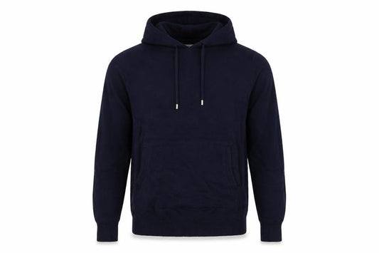 Reiss Men’s Navy Blue XS Hooded Wool Blend Knit Pullover Jumper