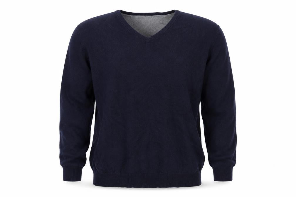 Marks & Spencer Men’s Blue XL V-Neck Cotton Cashmere Pullover Jumper
