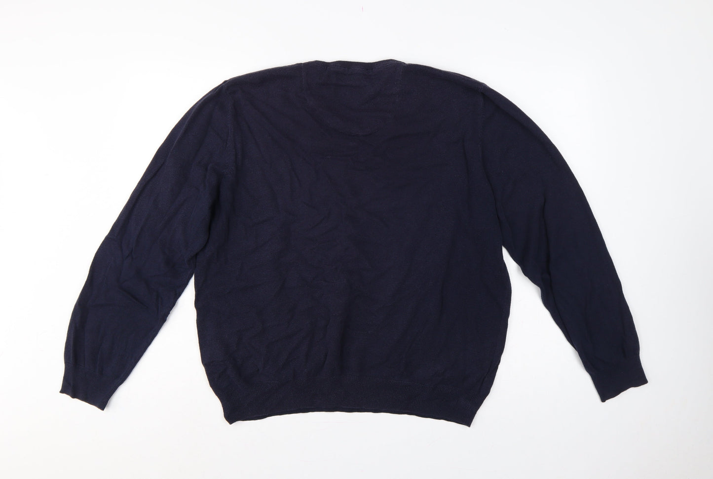 Marks & Spencer Men’s Blue XL V-Neck Cotton Cashmere Pullover Jumper