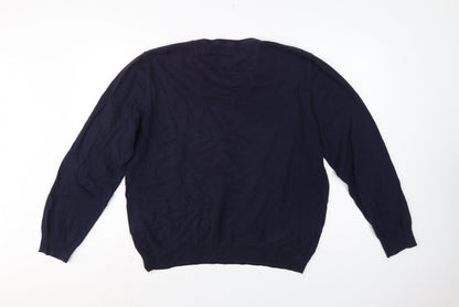 Marks & Spencer Men’s Blue XL V-Neck Cotton Cashmere Pullover Jumper