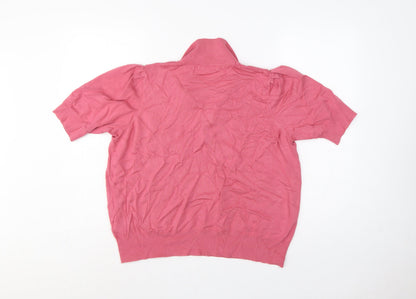 Marks & Spencer Womens Pink Size 20 Collared Short Sleeve Fine Knit Jumper