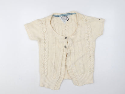Additional front view of Hilfiger Denim Women Ivory XL Cable Knit Short Sleeve Cardigan