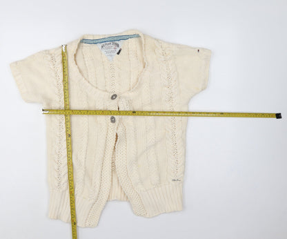 Back view of Hilfiger Denim Women Ivory XL Cable Knit Short Sleeve Cardigan