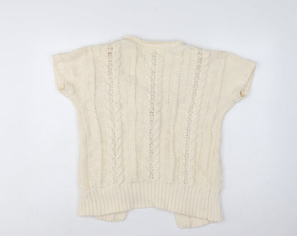 Close-up detail of Hilfiger Denim Women Ivory XL Cable Knit Short Sleeve Cardigan
