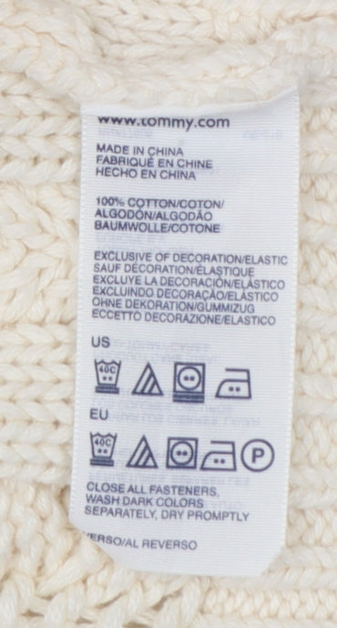 Additional view of Hilfiger Denim Women Ivory XL Cable Knit Short Sleeve Cardigan