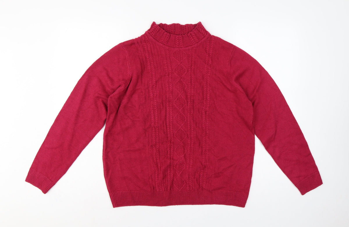 Isle Essentials Women's Red Size 20 Cable Knit Roll Neck Jumper