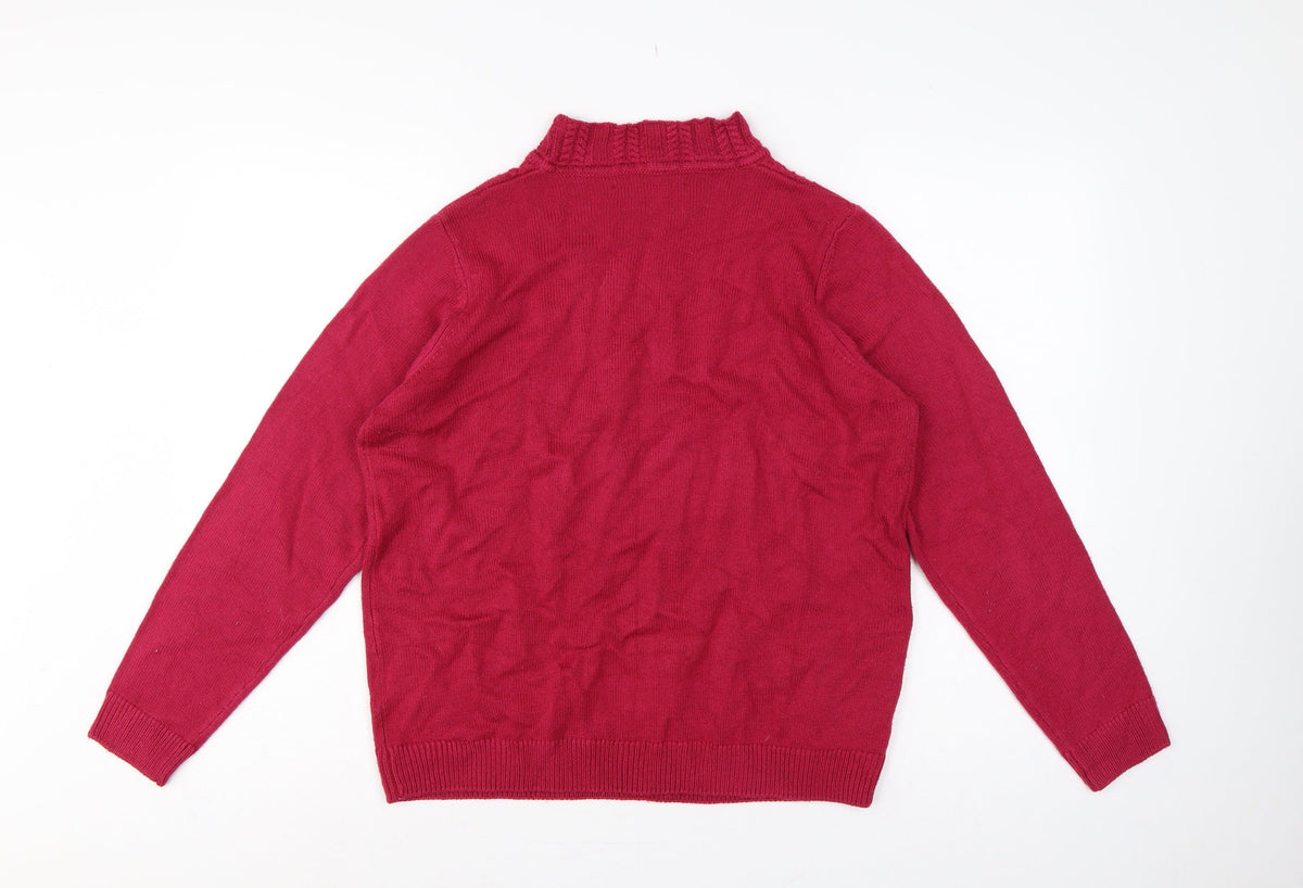 Isle Essentials Women's Red Size 20 Cable Knit Roll Neck Jumper