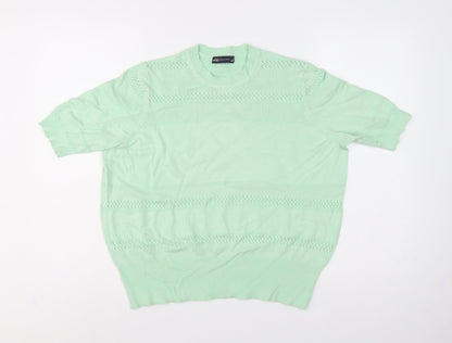 Marks & Spencer Women Green UK 18 Short Sleeve Knit Pullover Jumper
