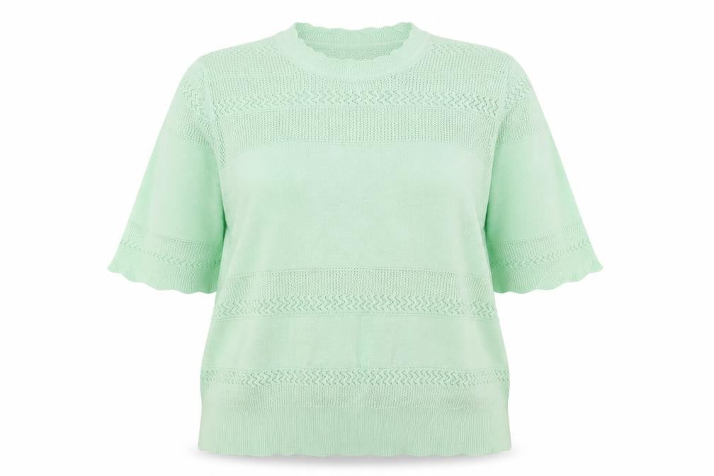 Marks & Spencer Women Green UK 18 Short Sleeve Knit Pullover Jumper