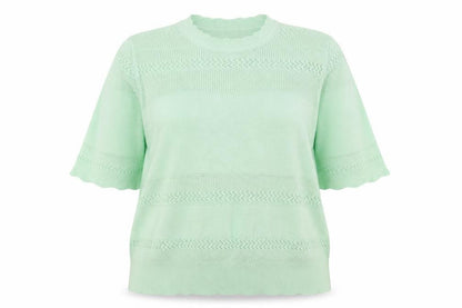 Marks & Spencer Women Green UK 18 Short Sleeve Knit Pullover Jumper
