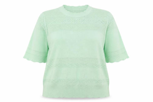 Marks & Spencer Women Green UK 18 Short Sleeve Knit Pullover Jumper