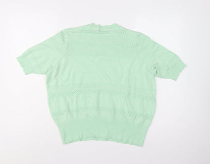 Marks & Spencer Women Green UK 18 Short Sleeve Knit Pullover Jumper