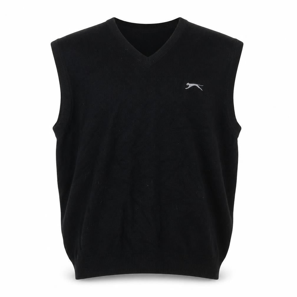 Slazenger Men Black L V-Neck Lambswool Golf Knit Vest Jumper