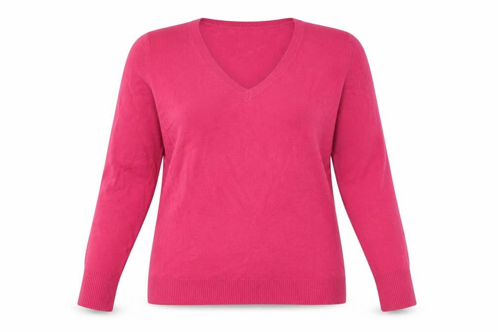 Marks & Spencer Women Pink UK 16 V-Neck Knit Pullover Jumper