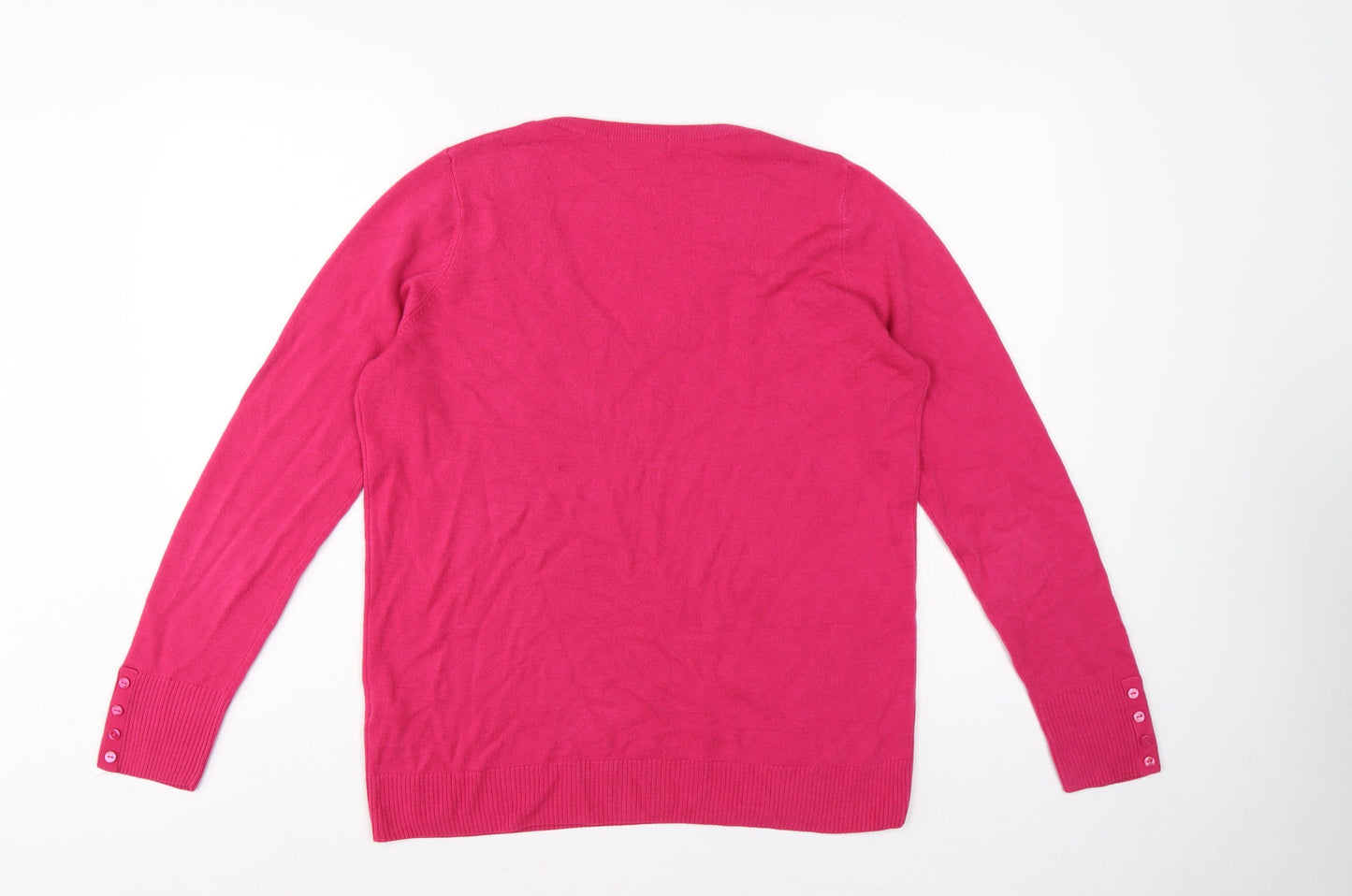 Marks & Spencer Women Pink UK 16 V-Neck Knit Pullover Jumper