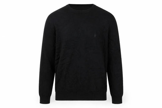 Front view of French Connection Men's Black XL Crew Neck Logo Knit jumper