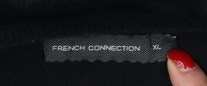 Brand and care label for French Connection Men's Black XL Crew Neck Logo Knit jumper