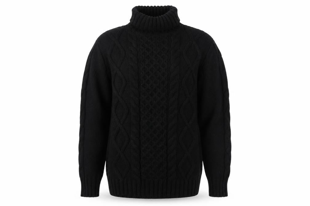 M&S Women Black M Cable Knit Roll Neck Pullover Jumper