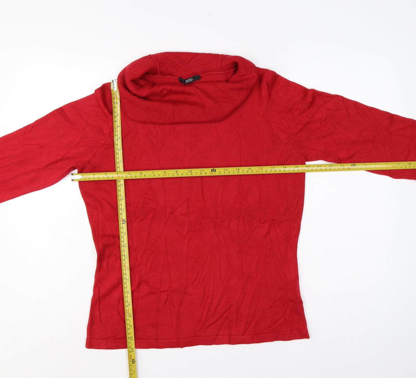 Marks & Spencer Women's Red UK 16 Roll Neck Knit Jumper