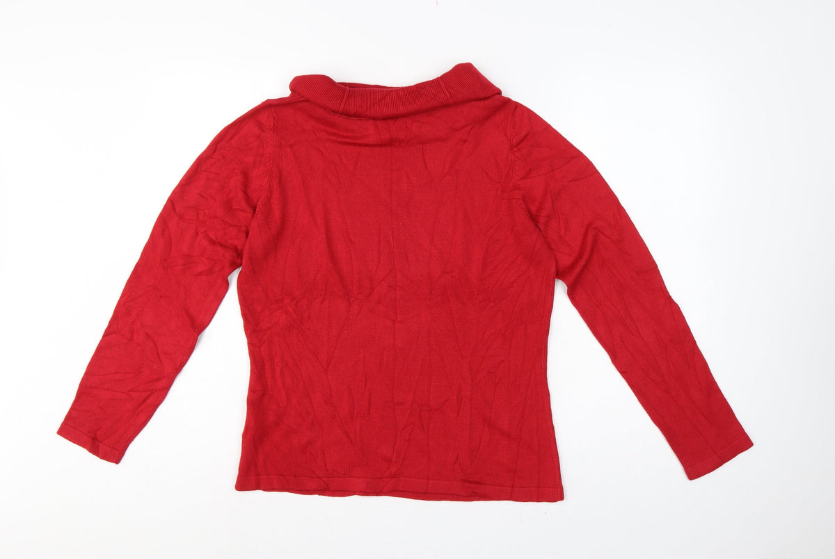 Marks & Spencer Women's Red UK 16 Roll Neck Knit Jumper