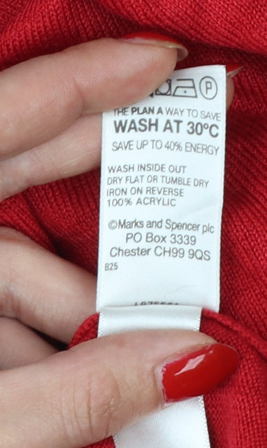 Marks & Spencer Women's Red UK 16 Roll Neck Knit Jumper