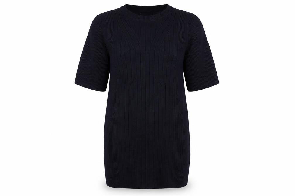 Marks & Spencer Women’s Blue M Ribbed Knit Tunic Jumper Short Sleeve