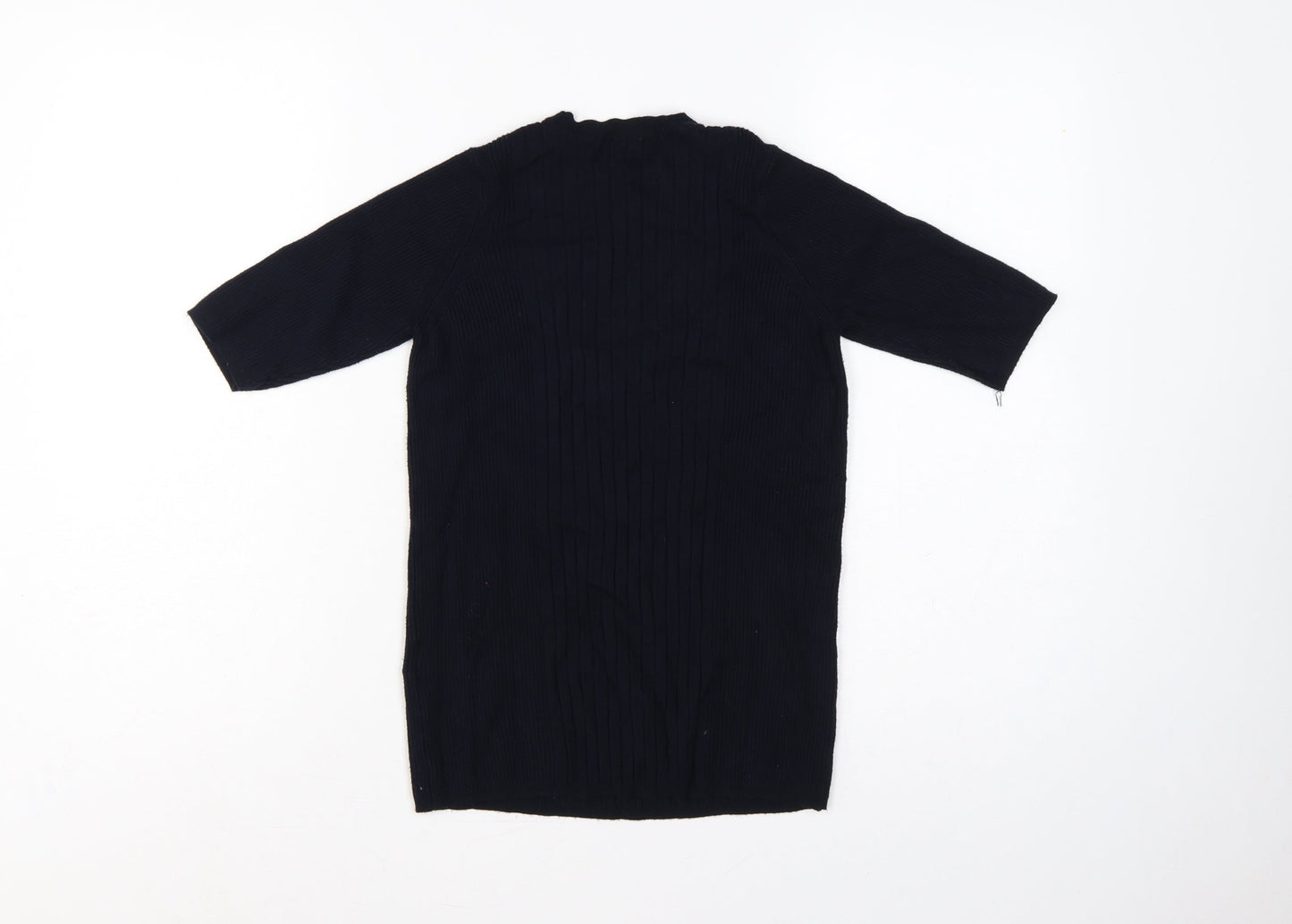 Marks & Spencer Women’s Blue M Ribbed Knit Tunic Jumper Short Sleeve