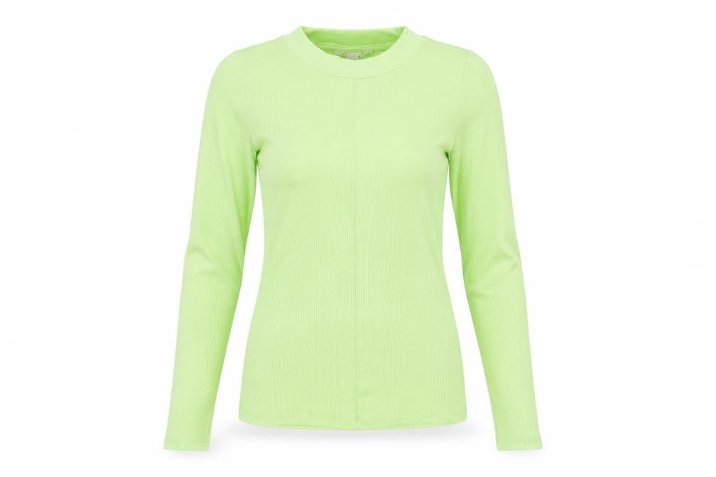 Topshop Women Green UK 8 Basic Ribbed Mock Neck Long Sleeve T-Shirt