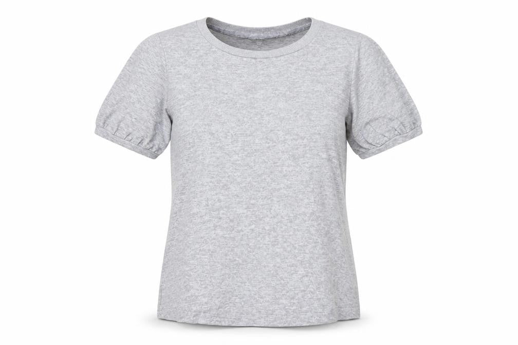 Next Women Grey Size 14 Basic Puff Sleeve Crew Neck Jersey T-Shirt
