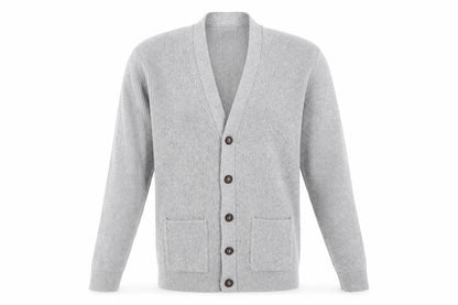 Marks & Spencer Men Grey XL Long Cotton Blend Rib Knit Cardigan