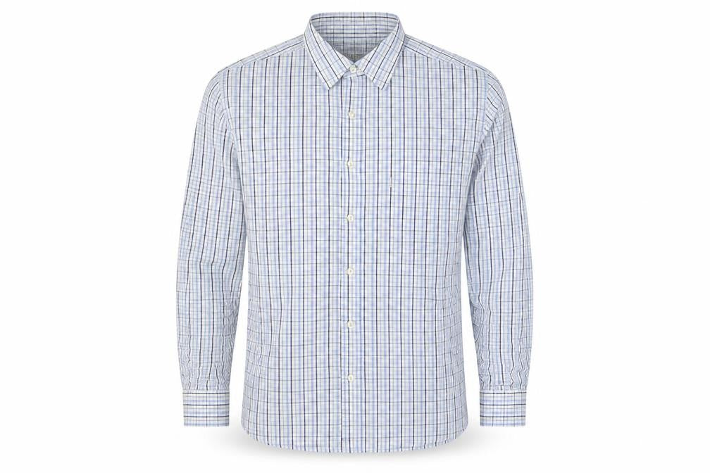 Barbour Men’s Blue Check Cotton Regular Fit Button-Down Shirt Size S