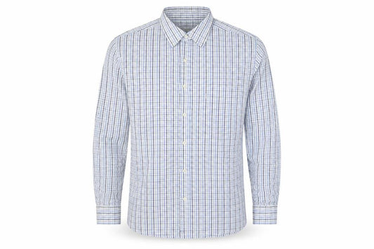 Barbour Men’s Blue Check Cotton Regular Fit Button-Down Shirt Size S