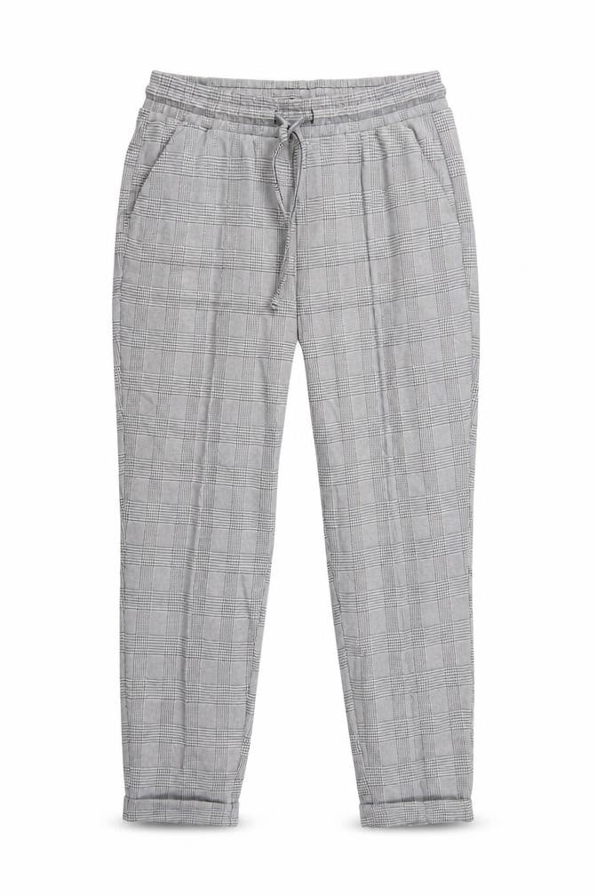 Vivance Women’s Grey Check Tapered Jogger Trousers UK 12 Drawstring