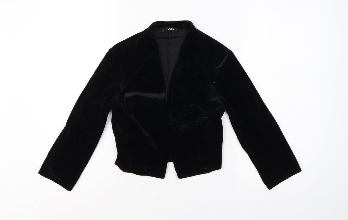 Quiz Women Black UK 8 Velvet Open Front Kimono Bell Sleeve Blouse