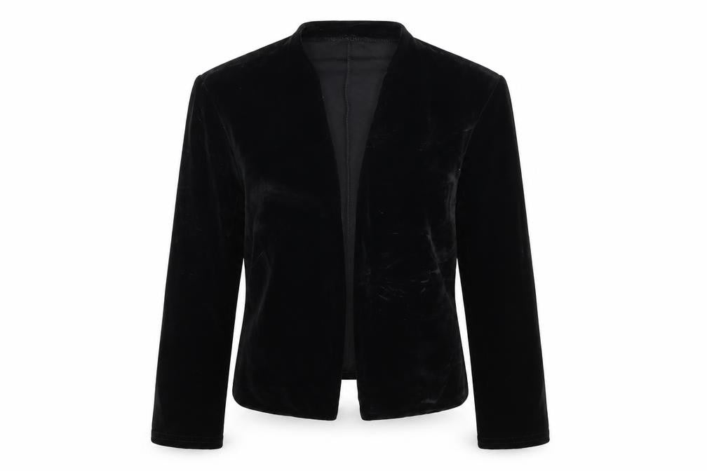 Quiz Women Black UK 8 Velvet Open Front Kimono Bell Sleeve Blouse