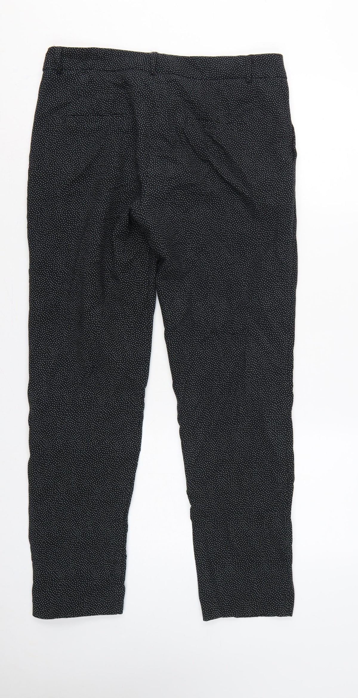 Mango Women Black Polka Dot UK 12 Tapered Dress Trousers Stretch
