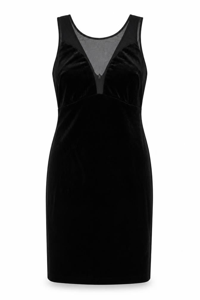 River Island Women Black UK 14 Velvet Bodycon Knee Length Party Dress