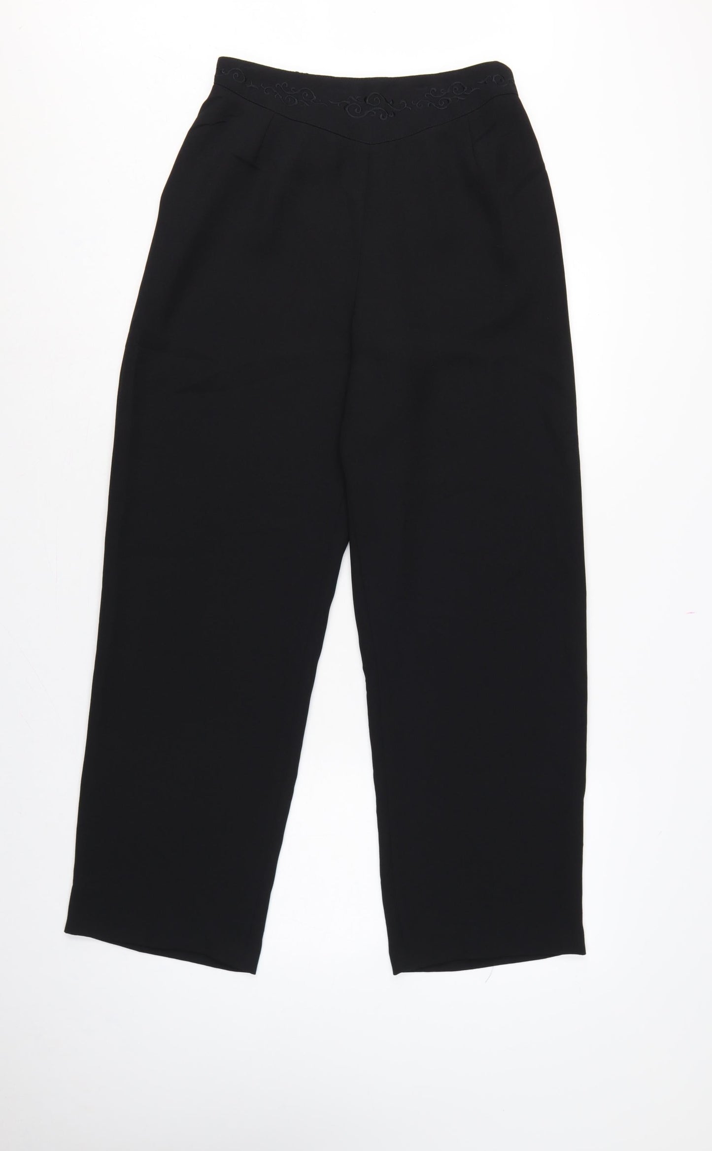 Bonmarché Women’s Black Size 12 Straight Leg Embroidered Waist Trousers