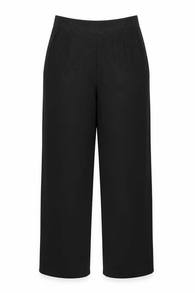 Bonmarché Women’s Black Size 12 Straight Leg Embroidered Waist Trousers