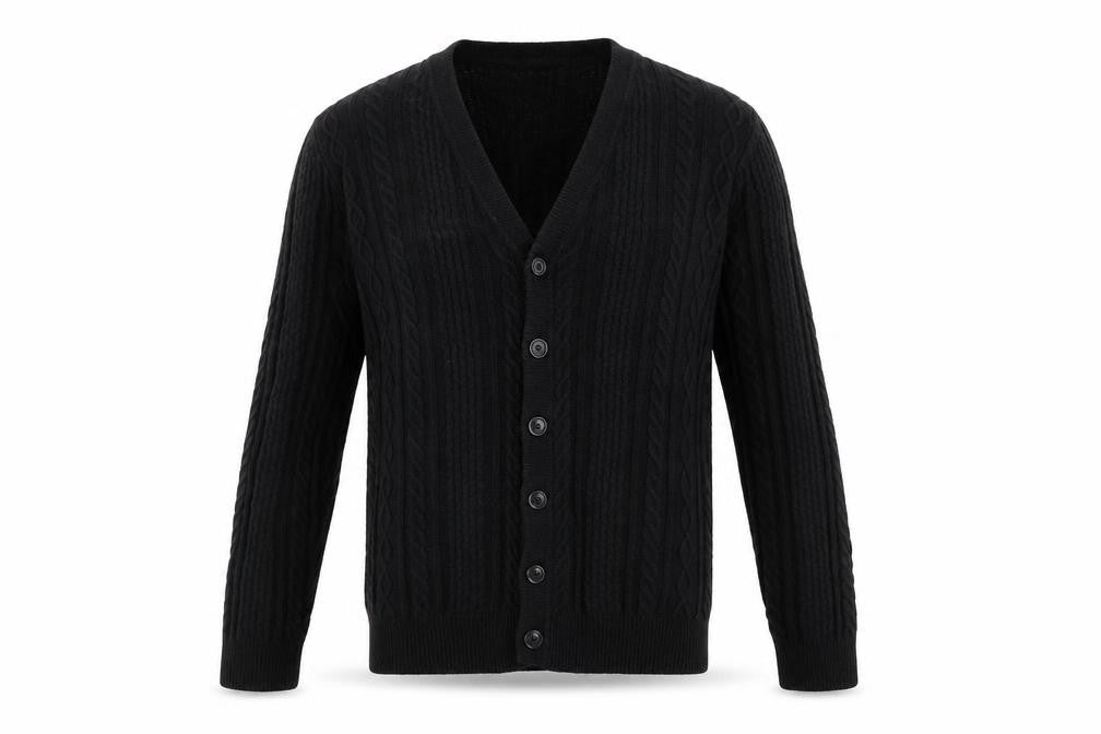 Levi's Men's Black L Cable Knit V-Neck Button Cardigan Cotton