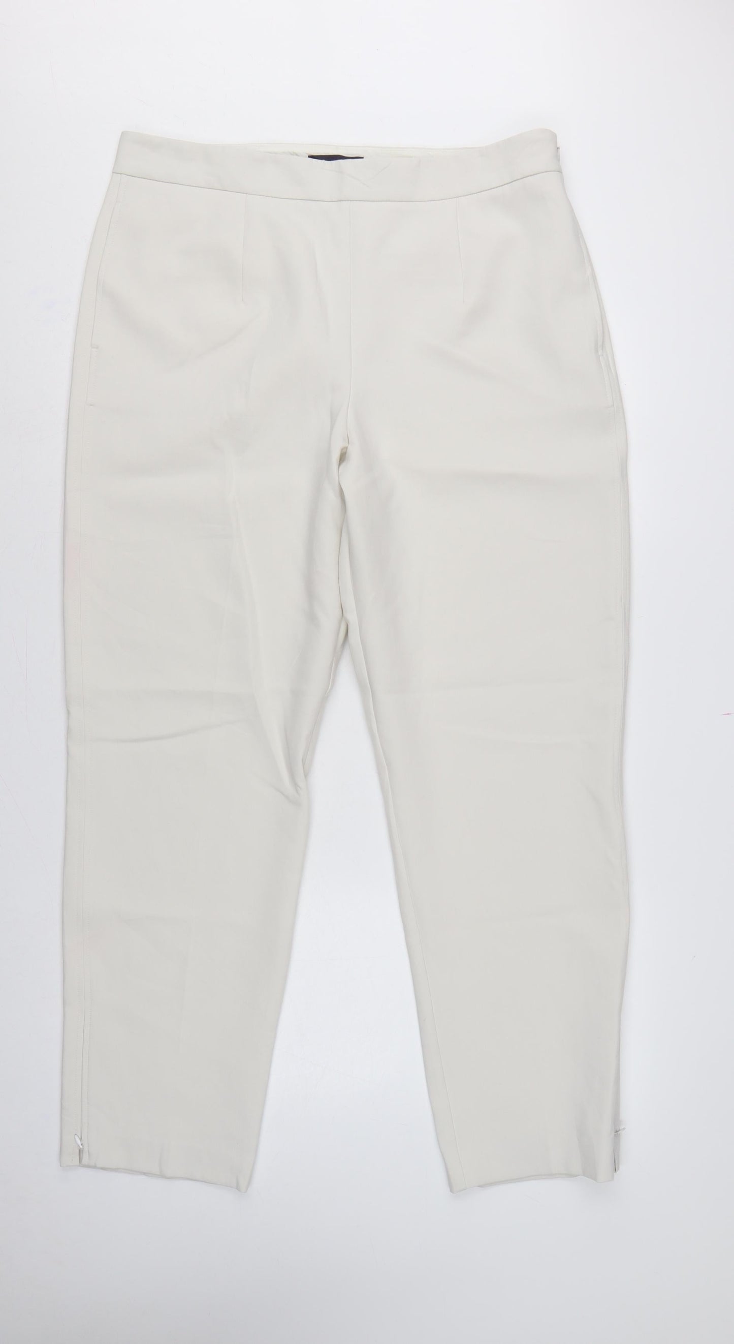 Marks & Spencer Women Ivory Size 18 Long Tailored Straight Leg Dress Trousers