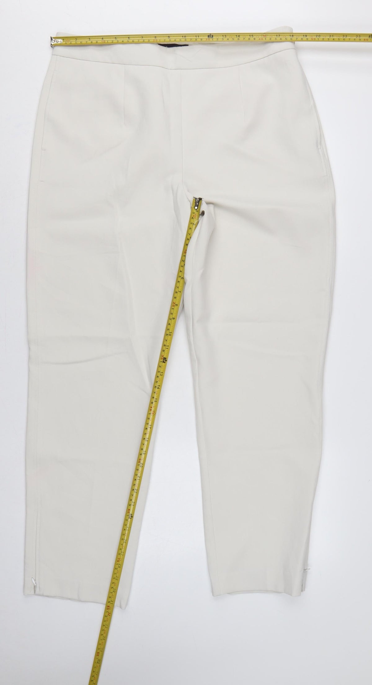 Marks & Spencer Women Ivory Size 18 Long Tailored Straight Leg Dress Trousers