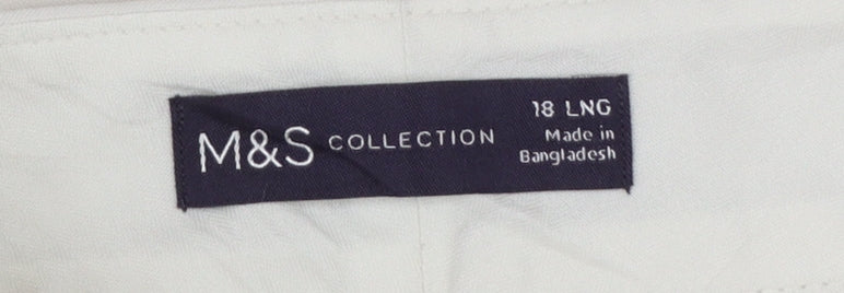 Marks & Spencer Women Ivory Size 18 Long Tailored Straight Leg Dress Trousers