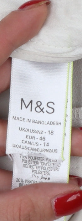 Marks & Spencer Women Ivory Size 18 Long Tailored Straight Leg Dress Trousers