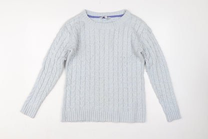 Crew Clothing Women Blue UK 14 Cable-Knit Crew Neck Jumper