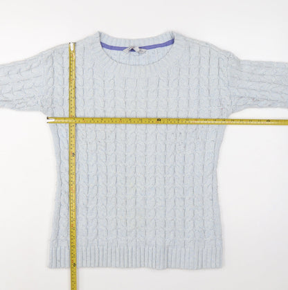Crew Clothing Women Blue UK 14 Cable-Knit Crew Neck Jumper
