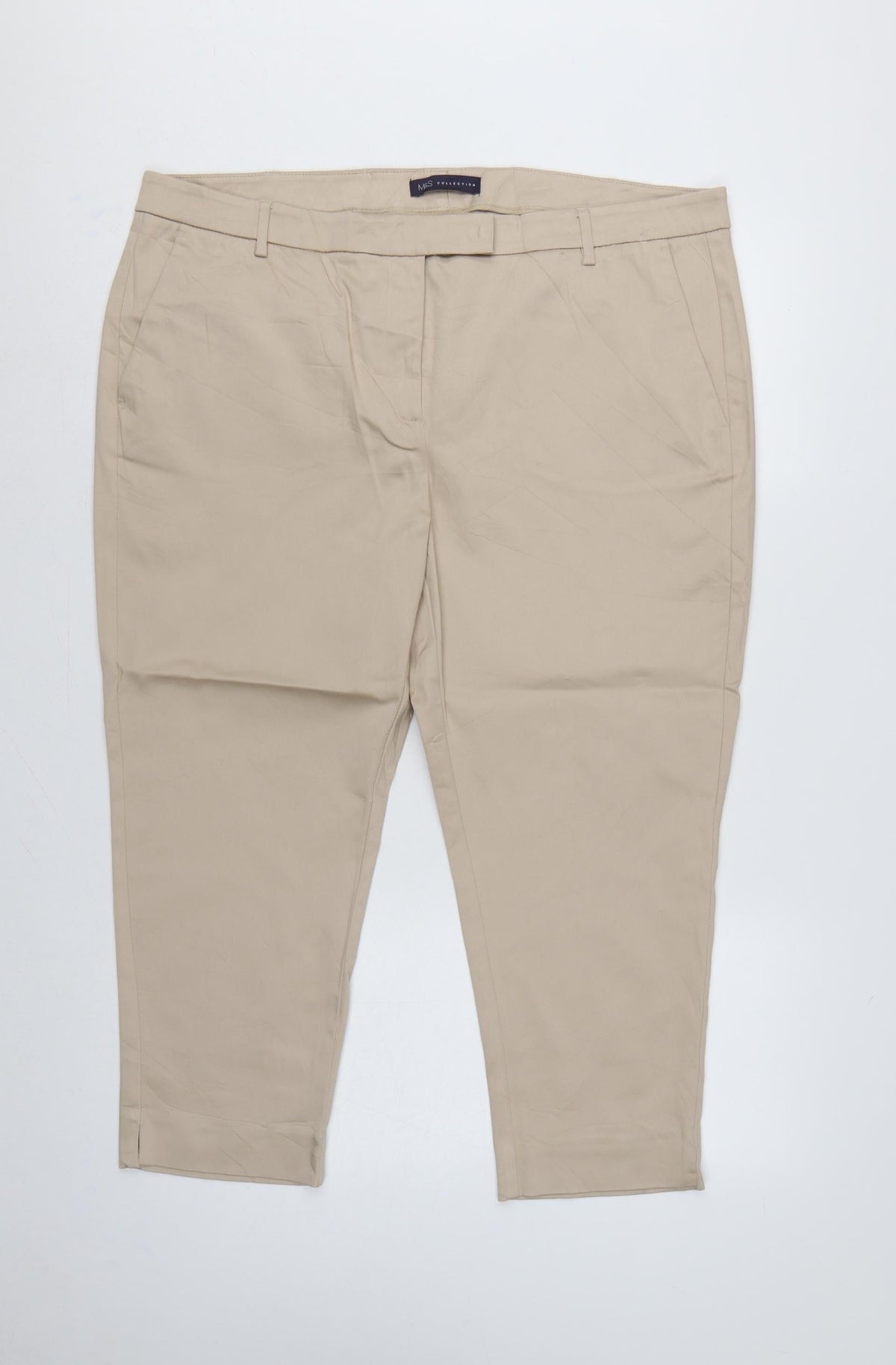 Marks & Spencer Women’s Beige UK 20 Short Tapered Tailored Trousers