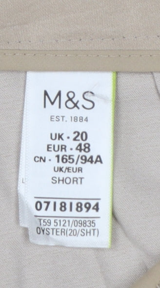 Marks & Spencer Women’s Beige UK 20 Short Tapered Tailored Trousers