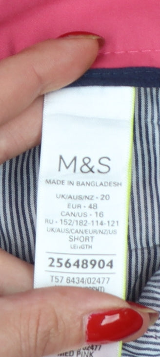 Marks & Spencer Women Pink Size 20 Short Tapered Chino Trousers